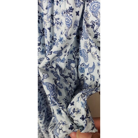 Old Navy Women Tier Dress 4X Smock Blue Babydoll Paisley Floral Peasant Cottage - Picture 7 of 7